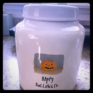 rae dunn happy halloween pumpkin canister new